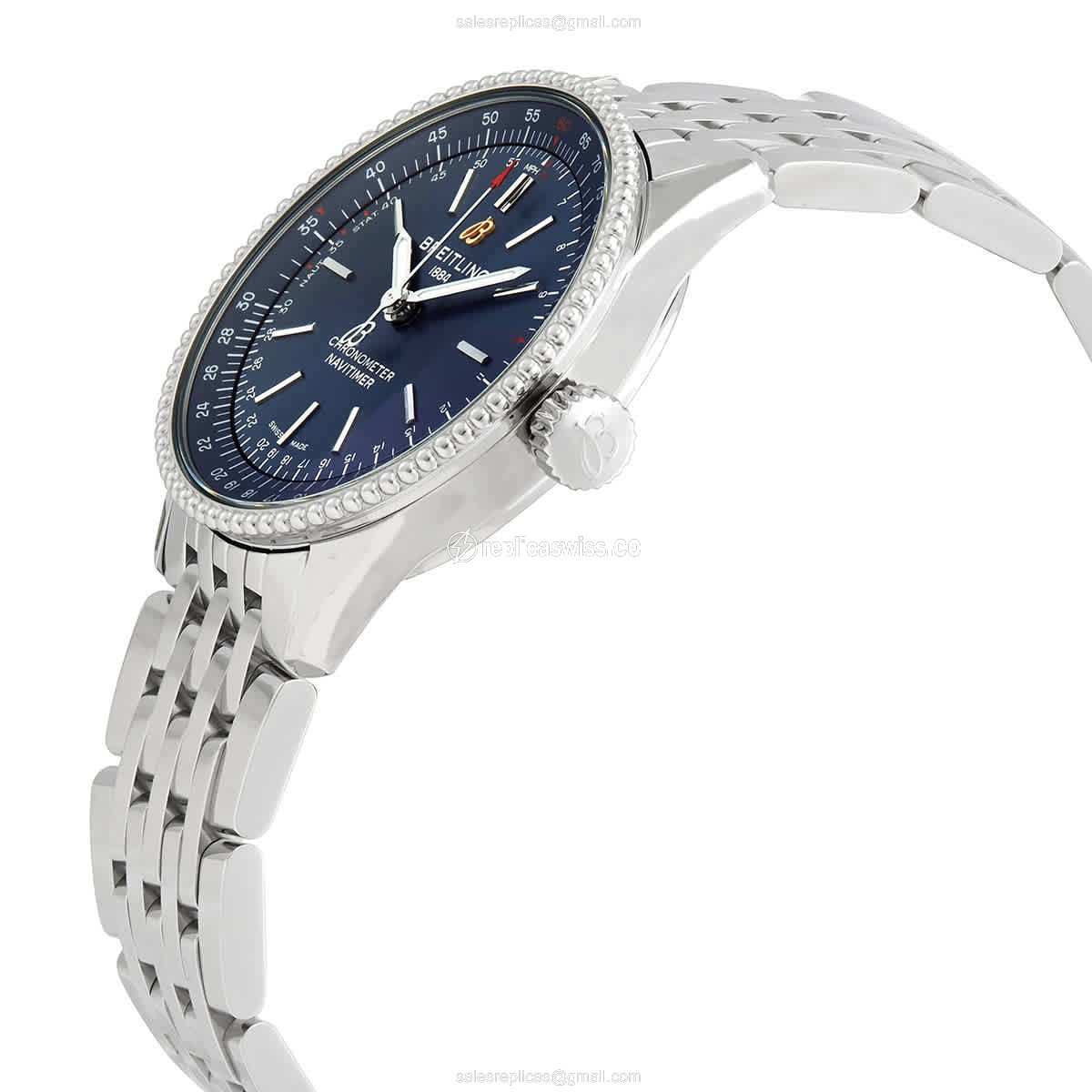 Breitling A17395161C1A1 NAVITIMER Replica - Automatic - Steel Case - Blue Dial - Silver Band - View 2