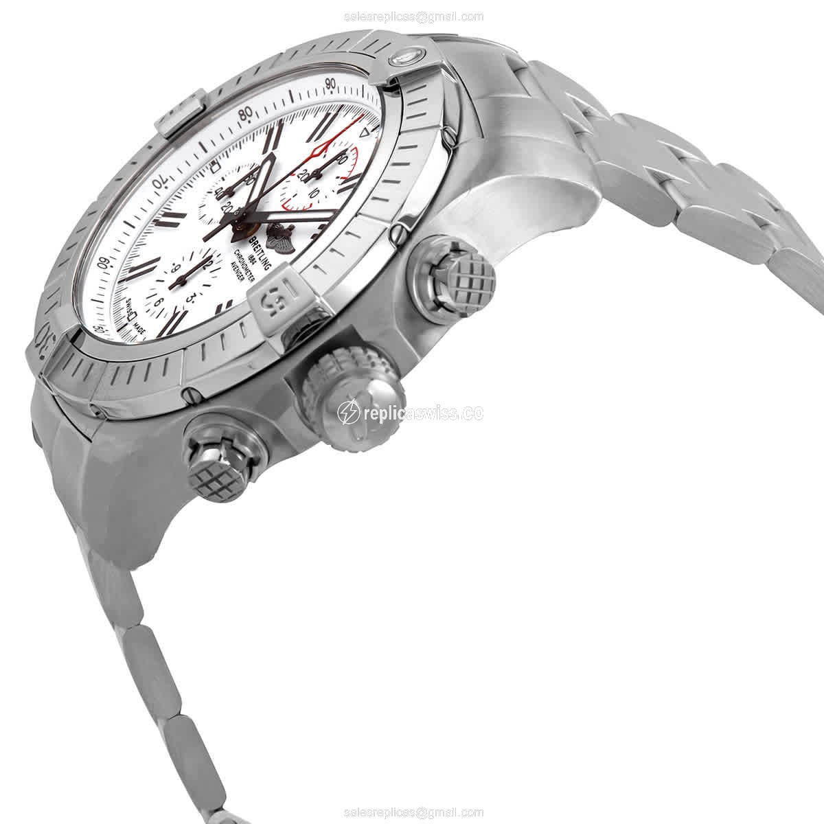 Breitling A133751A1A1A1 Replica - Automatic - Steel Case - White Dial - Silver Steel Strap - View 2