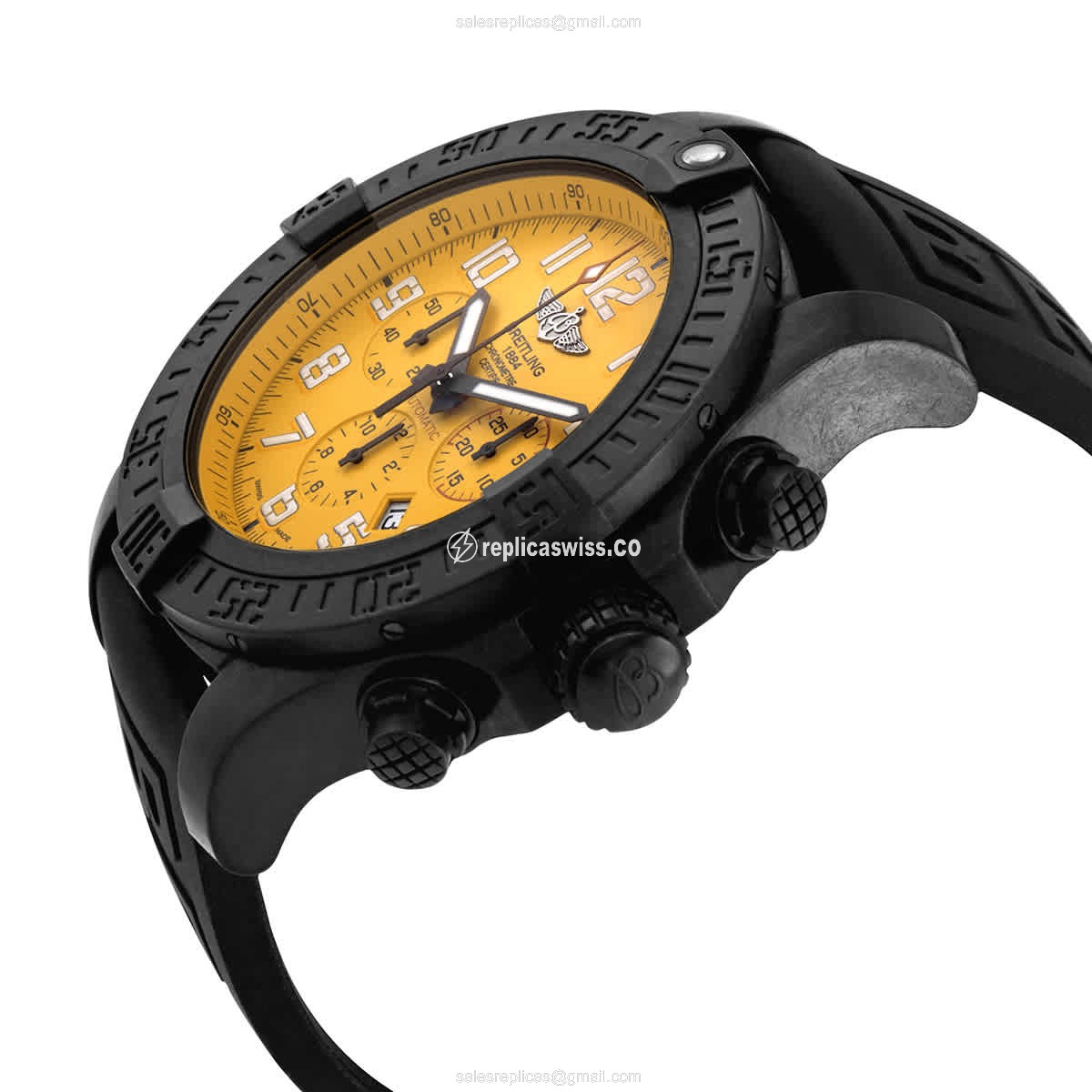 Breitling XB0170E41I1S2 Avenger - Automatic Carbon Fiber - Yellow Dial - Black Rubber Strap - Buckle Clasp - View 2