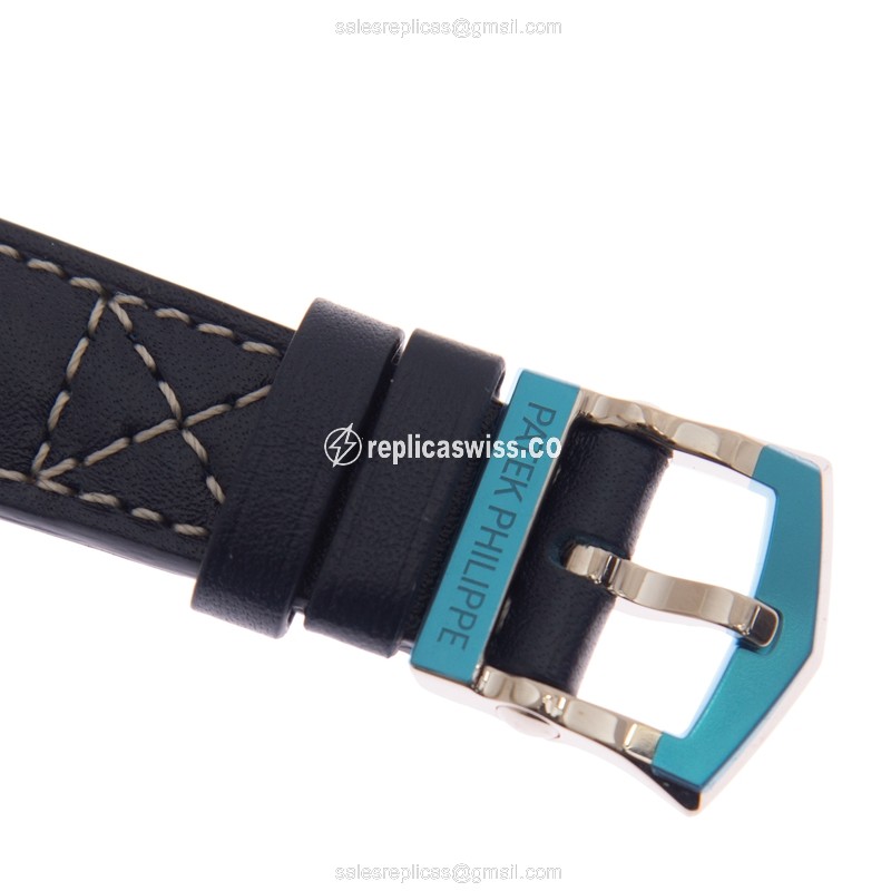 Patek Philippe 7234G-001 Replica - Automatic 18kt Gold - Blue Dial, Blue Cowhide Strap - View 4