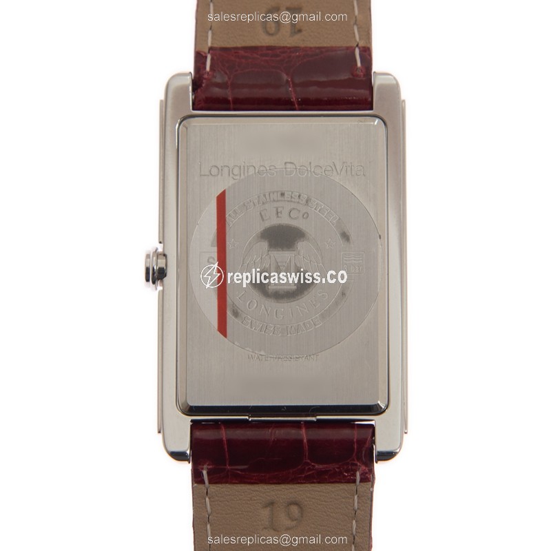 Longines L5.755.4.71.5 Dolce Vita Replica - Quartz - Steel Case - White Dial, Red Leather Strap - View 3