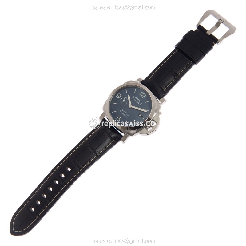 Panerai PAM01313 Replica - Automatic - Steel Case - Blue Dial - Blue Alligator Strap - View 2