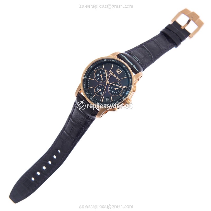 Audemars Piguet 11.59 Replica - Automatic 18kt Rose Gold - Purple Dial, Alligator Strap - Buckle Clasp - View 2