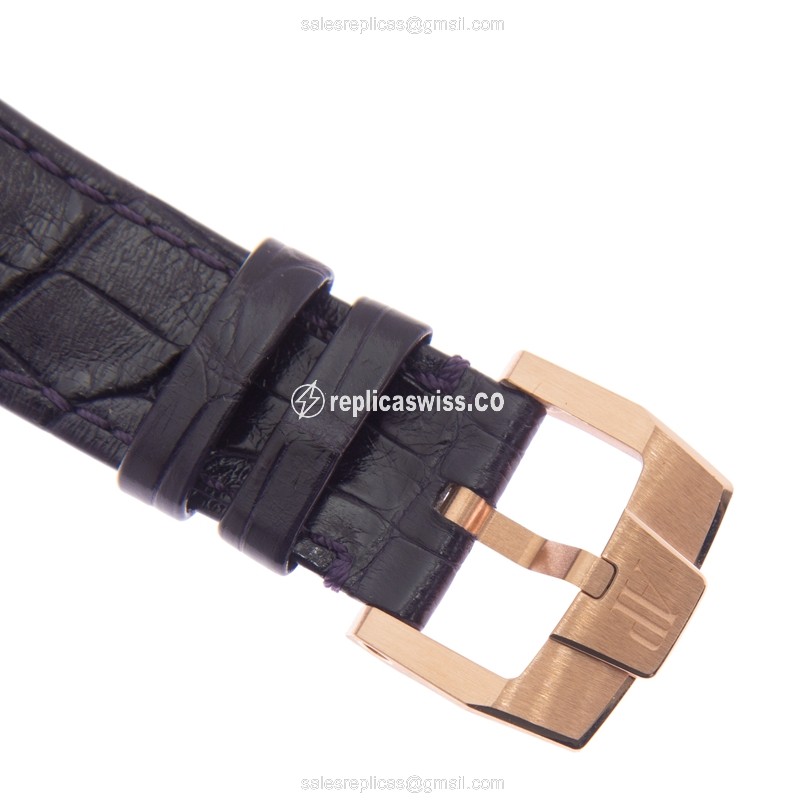 Audemars Piguet 11.59 Replica - Automatic 18kt Rose Gold - Purple Dial, Alligator Strap - Buckle Clasp - View 4