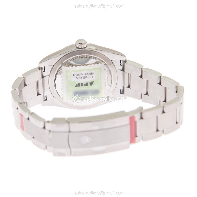 Rolex OYSTER PERPETUAL Replica - Automatic - Steel Case, Blue Dial on Silver Steel Strap - View 4