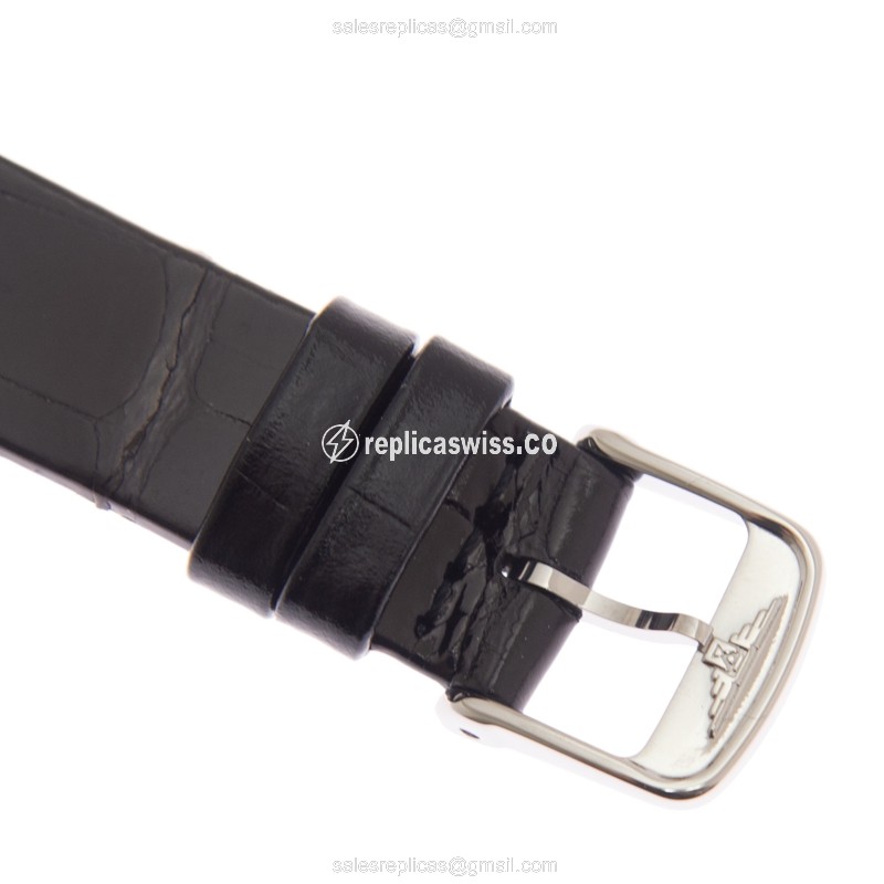 Rolex L4.209.4.51.2 Replica - Quartz - Steel Case - Black Dial, Alligator Strap - View 4