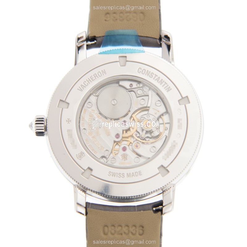Vacheron Constantin 83570/000G-9916 Trad. - Manual - 18kt White Gold - Diamond Dial - Grey Alligator Buckle - View 3