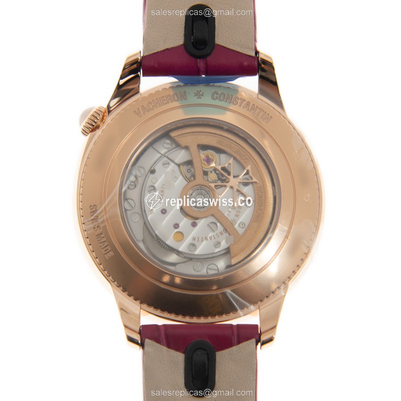 Vacheron Constantin EGERIE 4605F/000R-B496 - Automatic - 18kt Rose Gold - White Dial - Pink Alligator Buckle - View 3