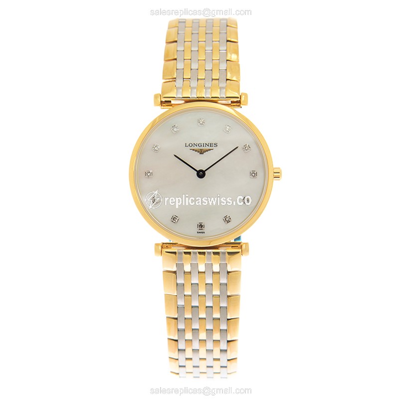Longines L4.512.2.87.7 Replica - Quartz - Gold-Plated & Stainless Steel - White Dial - View 2