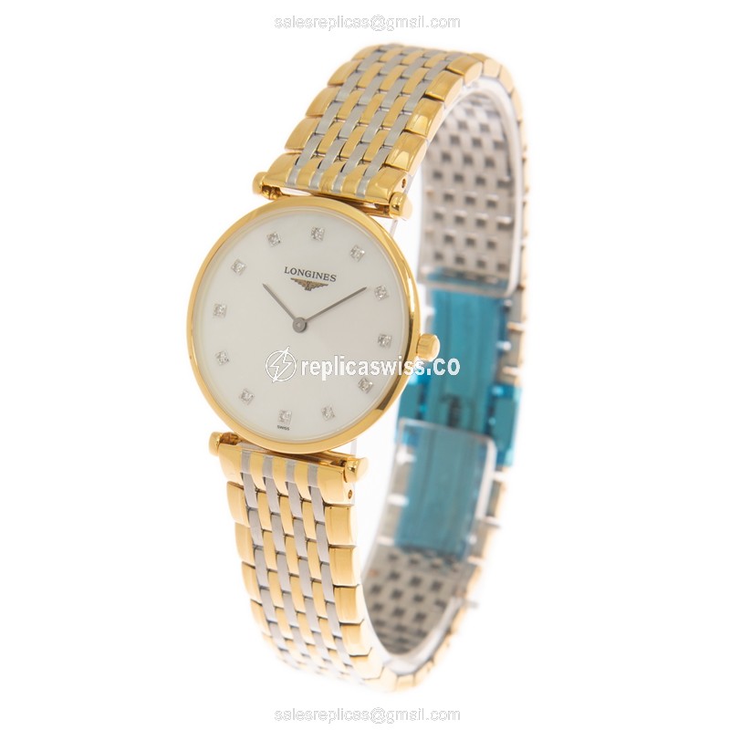 Longines L4.512.2.87.7 Replica - Quartz - Gold-Plated & Stainless Steel - White Dial - View 3
