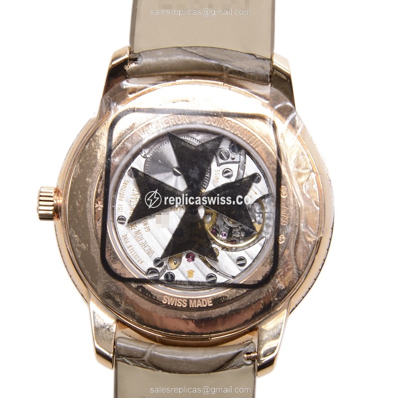 Vacheron Constantin 81530/000R-9682 - Manual Wind - 18kt Rose Gold - White Dial - Alligator Brown Strap - View 3