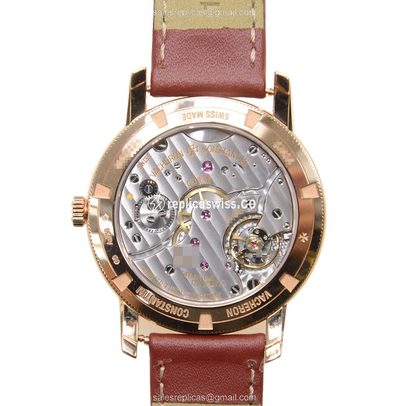 Vacheron Constantin Patrimony Traditionnelle Manual Wind 18kt Rose Gold - White Dial, Buckle Clasp, Brown Leather Strap - View 3
