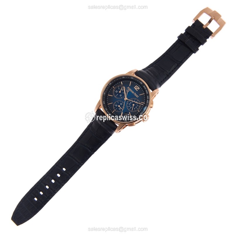 Audemars Piguet 26393OR.OO.A028CR.01 - 18kt Rose Gold - Automatic - Blue Dial - Alligator Blue Buckle - View 2