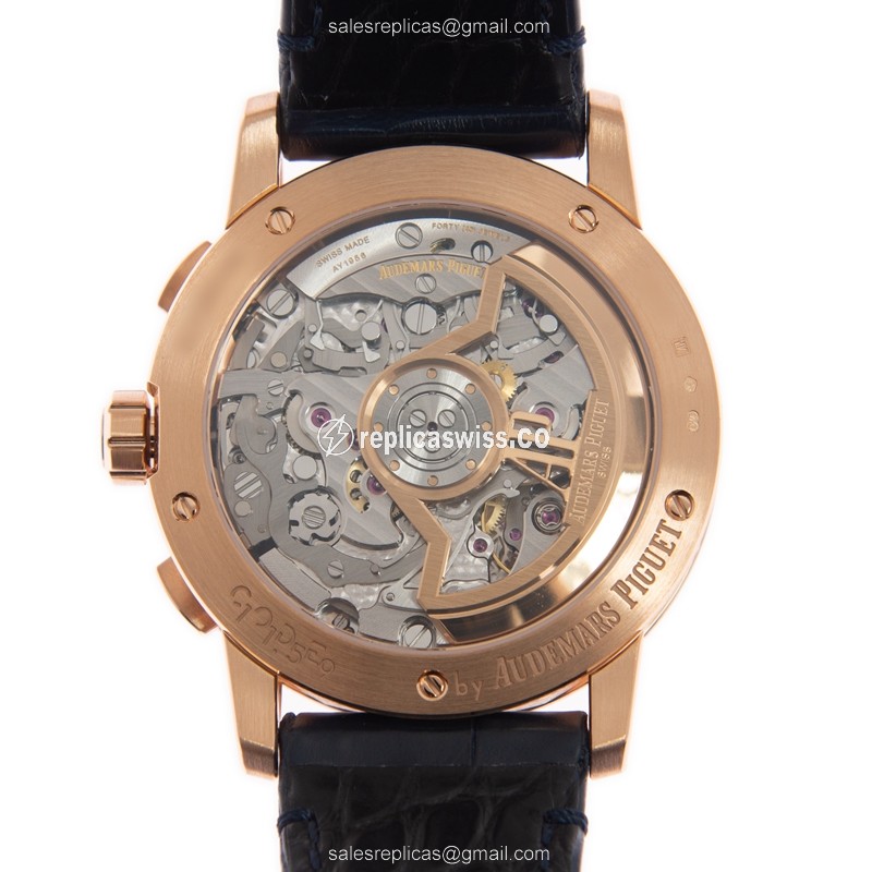Audemars Piguet 26393OR.OO.A028CR.01 - 18kt Rose Gold - Automatic - Blue Dial - Alligator Blue Buckle - View 3