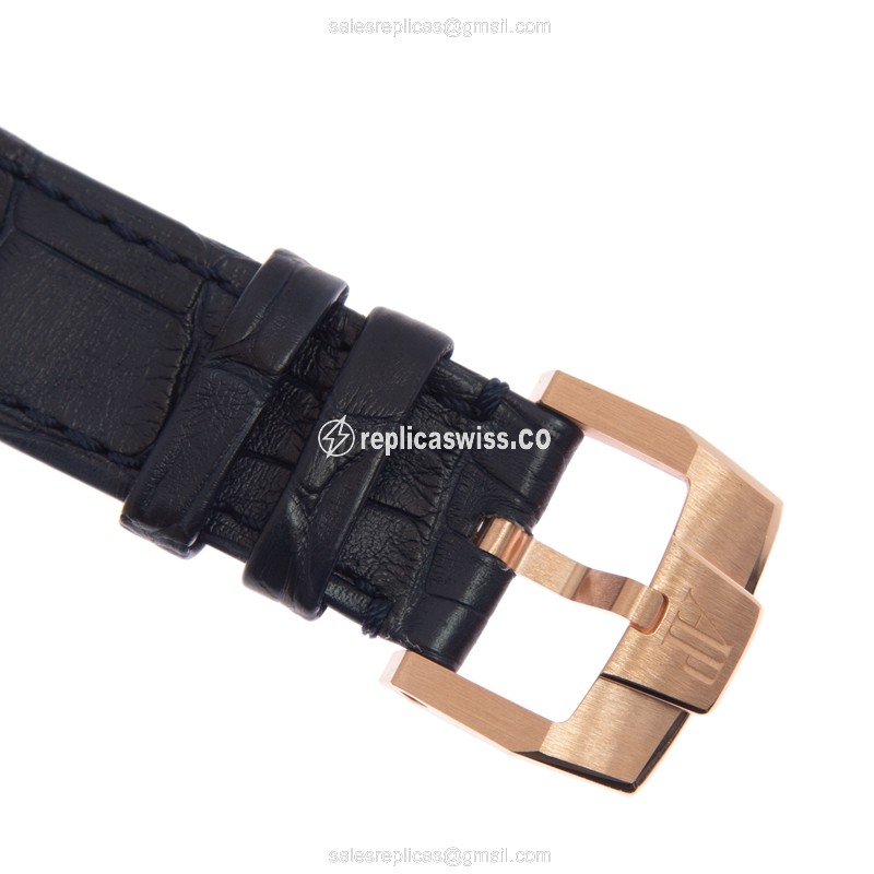 Audemars Piguet 26393OR.OO.A028CR.01 - 18kt Rose Gold - Automatic - Blue Dial - Alligator Blue Buckle - View 4