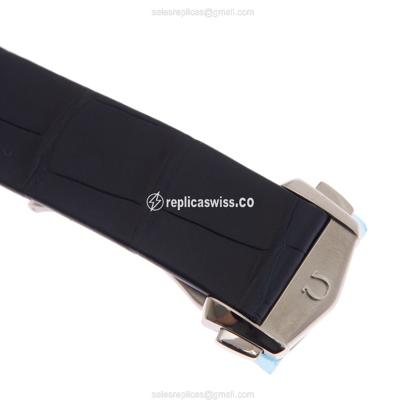 Omega Constellation Replica - Automatic | Steel | Gray Dial | Clasp | Blue Alligator - View 4
