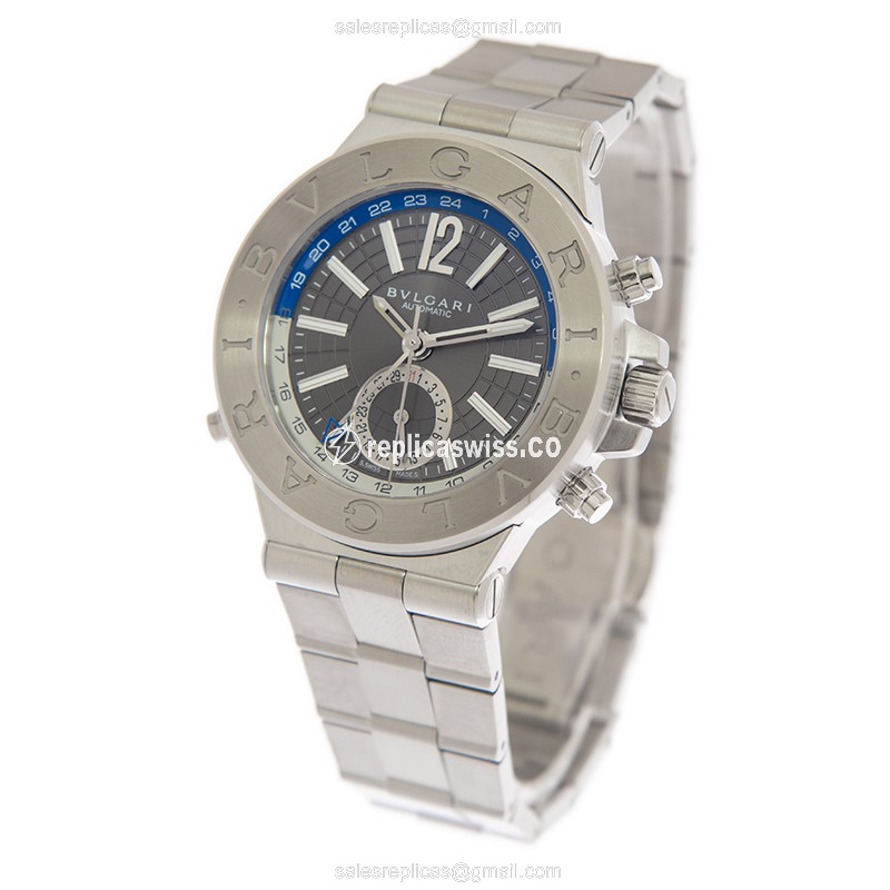 Bulgari Diagono Replica - Automatic - Steel Case - Gray Dial - Silver Steel Strap - View 3