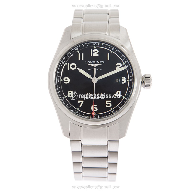 Longines Spirit Replica - Automatic - Black Dial on Silver Steel Strap - View 2