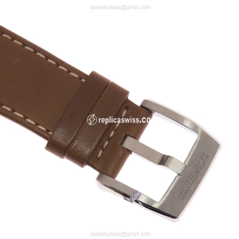 Longines L3.810.4.73.2 Spirit - Automatic - Steel Case - White Dial, Brown Leather Strap - View 4