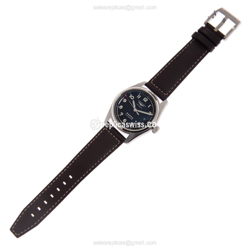 Longines Spirit Replica - Automatic - Steel Case - Black Dial - Brown Leather Strap - Buckle Clasp - View 2