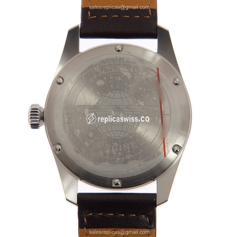 Longines Spirit Replica - Automatic - Steel Case - Black Dial - Brown Leather Strap - Buckle Clasp - View 3