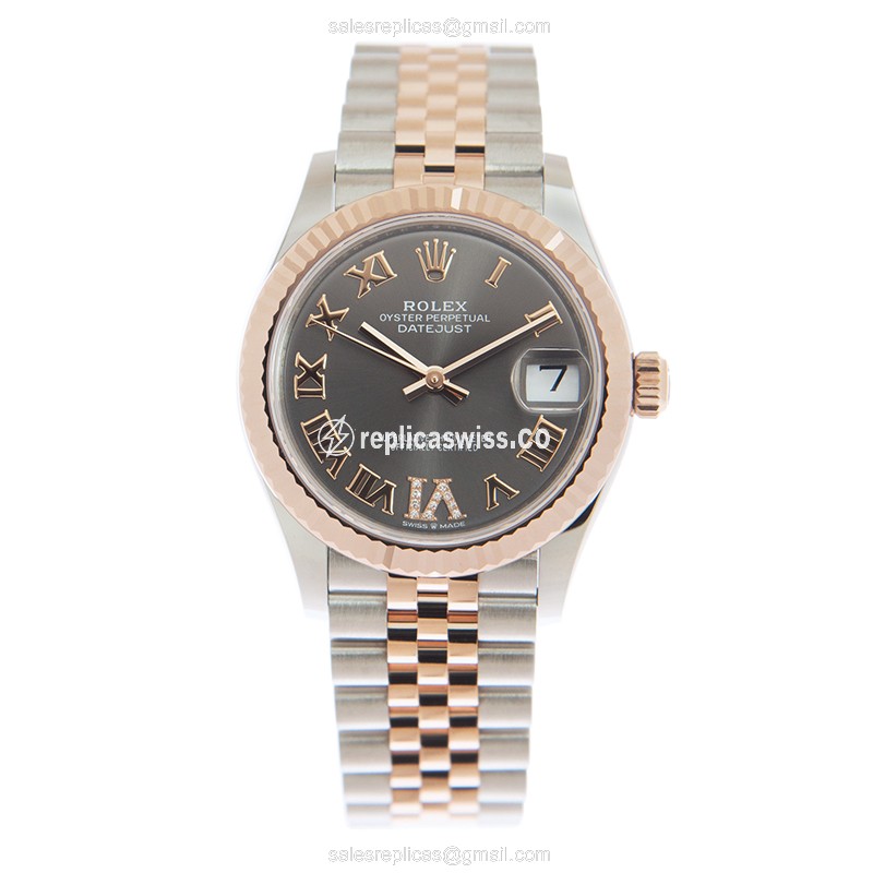 Rolex DATEJUST Replica - Automatic - Rose Gold & Steel - Gray Dial - View 2