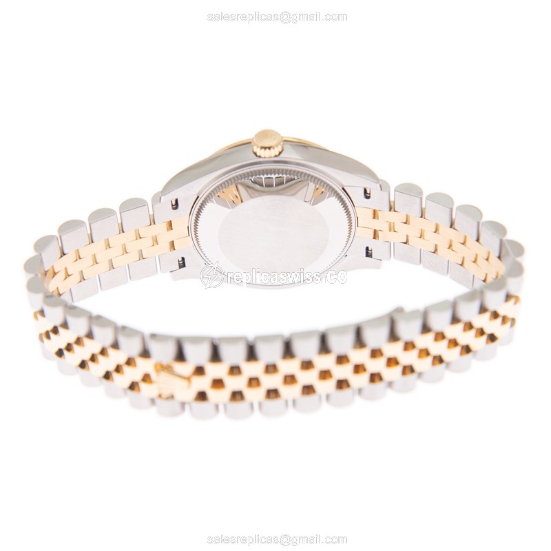 Rolex Datejust Replica - Automatic - 18kt Gold & Steel - Green Dial, Gold Clasp & Strap - View 4