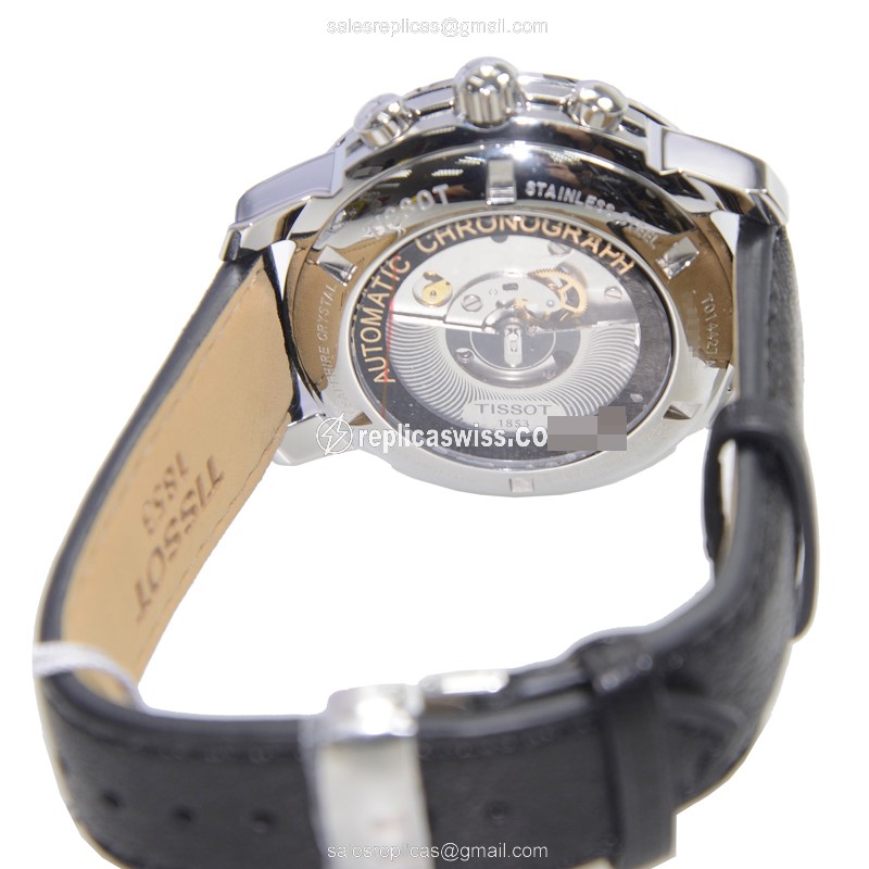 Tissot T-SPORT Replica - Automatic - Steel Case - Black Dial - Leather Strap - View 4