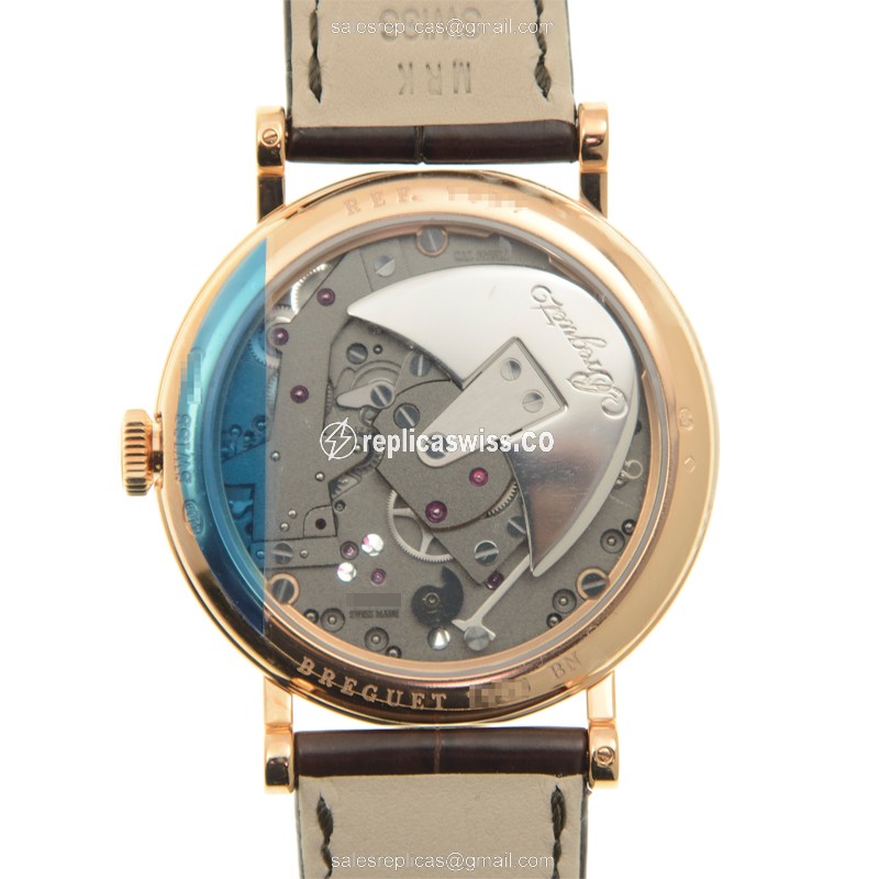 Breguet 7097BR/G1/9WU - Automatic - 18kt Rose Gold - Silver Dial - Brown Alligator Strap - View 3