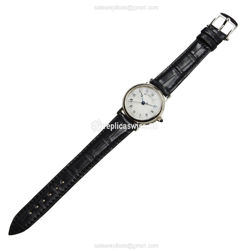 Breguet 8067BB/52/964 Replica - Automatic - 18kt White Gold - Silver Dial - Black Alligator Strap - View 2