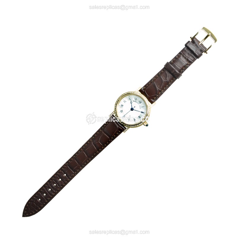 Breguet 8068BA/52/964/DD00 Classic Automatic 18kt Gold Diamond Silver Dial Buckle Brown Alligator Strap - View 2