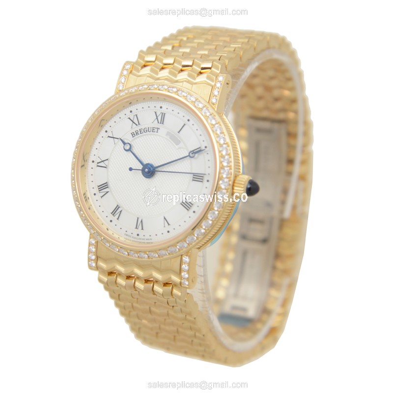Breguet 8068BA/52/AC0/DD00 Replica - Automatic - 18kt Gold - Diamond Dial - White - View 3