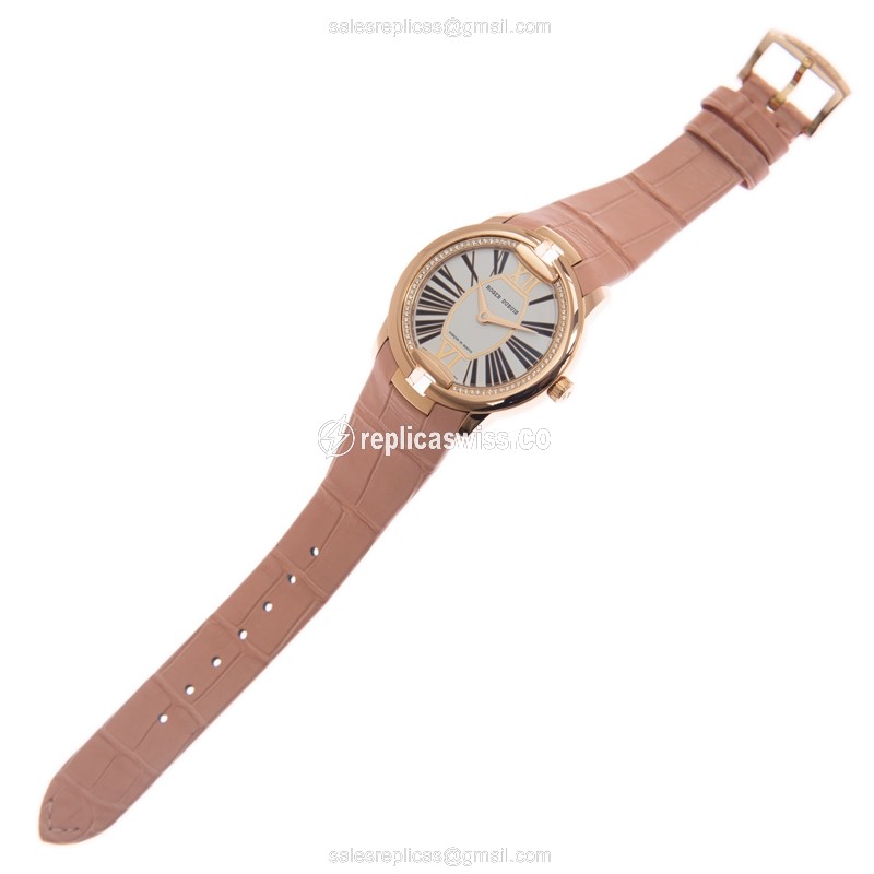 Roger Dubuis RDDBVE0033 Replica - Automatic - 18kt Rose Gold - White Dial - Pink Leather Strap - View 2