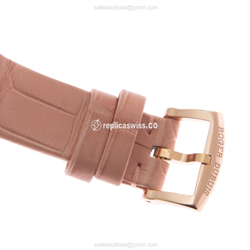 Roger Dubuis RDDBVE0033 Replica - Automatic - 18kt Rose Gold - White Dial - Pink Leather Strap - View 4