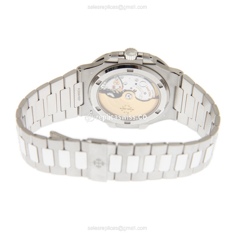 Patek Philippe 5711/110P-001 Replica - Automatic - 18kt White Gold - Diamond - Black Dial - Silver Clasp - View 4