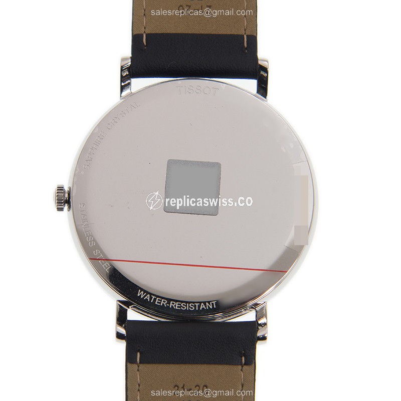 Everytime T109.610.16.031.00 Quartz Watch - Stainless Steel Case, White Dial, Leather Strap, Buckle Clasp - View 3