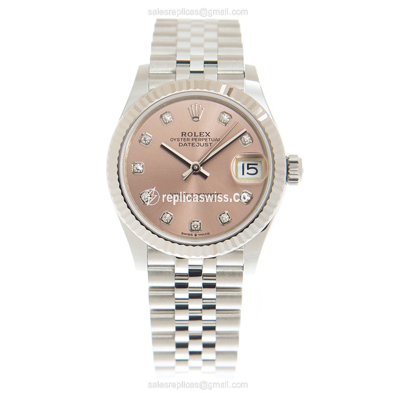 Rolex Datejust Replica - Automatic - White Gold & Steel - Pink Dial - View 2