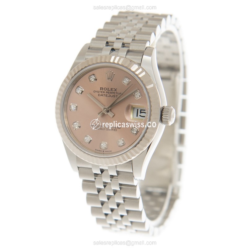 Rolex Datejust Replica - Automatic - White Gold & Steel - Pink Dial - View 3