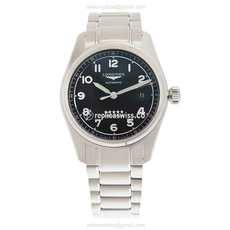 Longines Spirit Replica - Automatic - Steel Case - Black Dial, Silver Strap - View 2