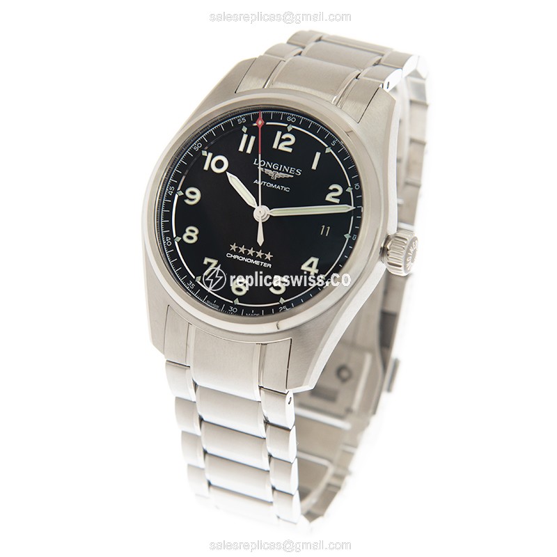 Longines Spirit Replica - Automatic - Steel Case - Black Dial, Silver Strap - View 3