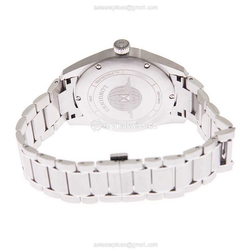 Longines Spirit Replica - Automatic - Black Dial on Silver Steel Strap - View 4