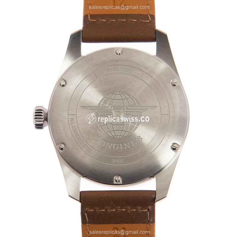 Longines L3.810.4.73.2 Spirit - Automatic - Steel Case - White Dial, Brown Leather Strap - View 3