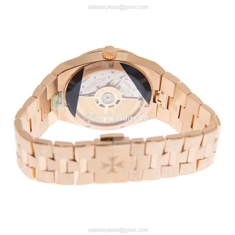 Vacheron Constantin Replica - Overseas - Automatic - 18kt Rose Gold Case - Blue Dial - Gold Strap - View 4
