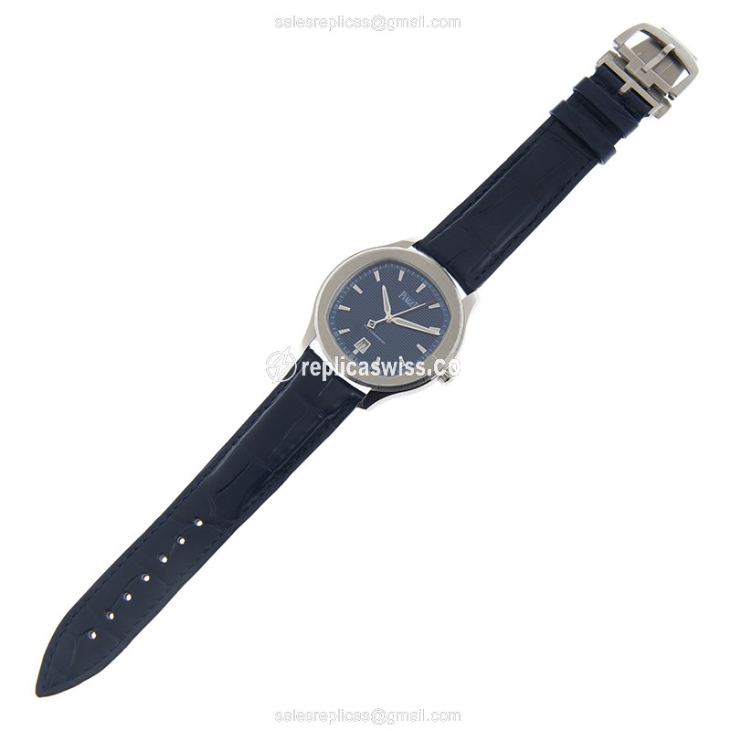 Piaget Polo Automatic - Blue Dial - Steel Case - Blue Alligator Strap - View 2