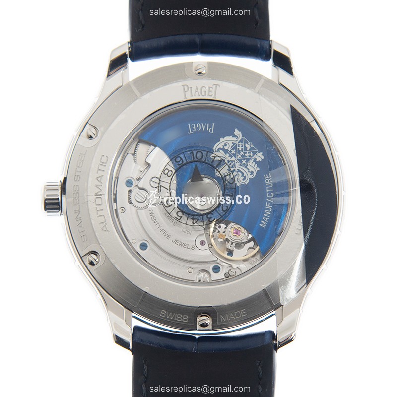 Piaget Polo Automatic - Blue Dial - Steel Case - Blue Alligator Strap - View 3