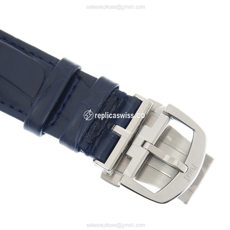 Piaget Polo Automatic - Blue Dial - Steel Case - Blue Alligator Strap - View 4