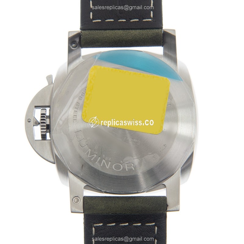 Panerai PAM01314 Replica - Automatic - Stainless Steel - White Dial - Green Leather Strap - View 3