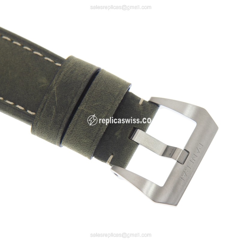 Panerai PAM01314 Replica - Automatic - Stainless Steel - White Dial - Green Leather Strap - View 4