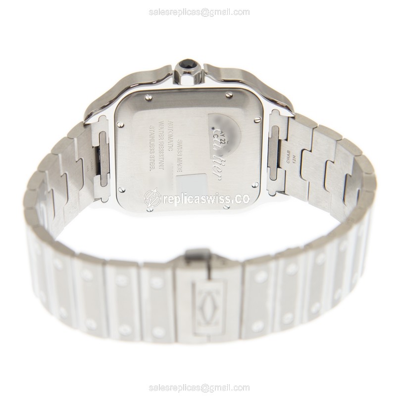 Cartier Santos Replica - Automatic - Steel Case - Gray Dial, Silver Clasp - View 4
