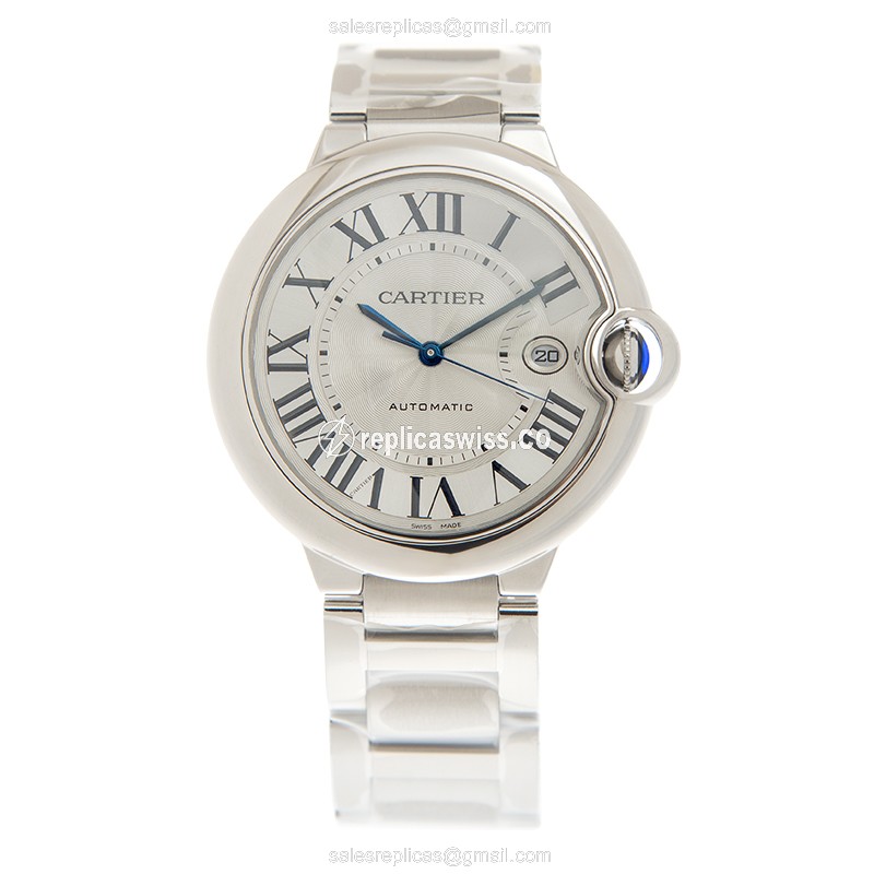 Cartier Ballon Bleu Replica - Automatic - Steel Case - White Dial - Silver Steel Strap - View 2